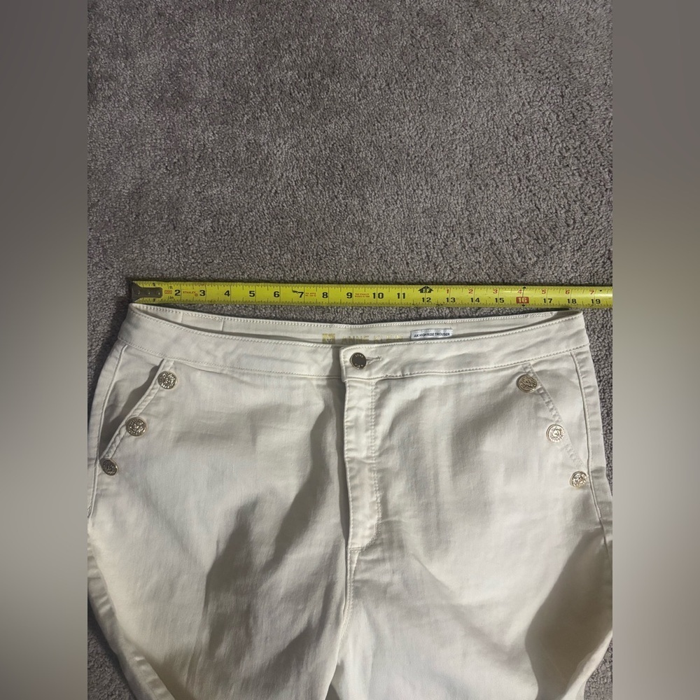 Anne Klein Pants Women White Cream Gold Button AK High Rise Trouser Size 16 - Picture 13 of 16